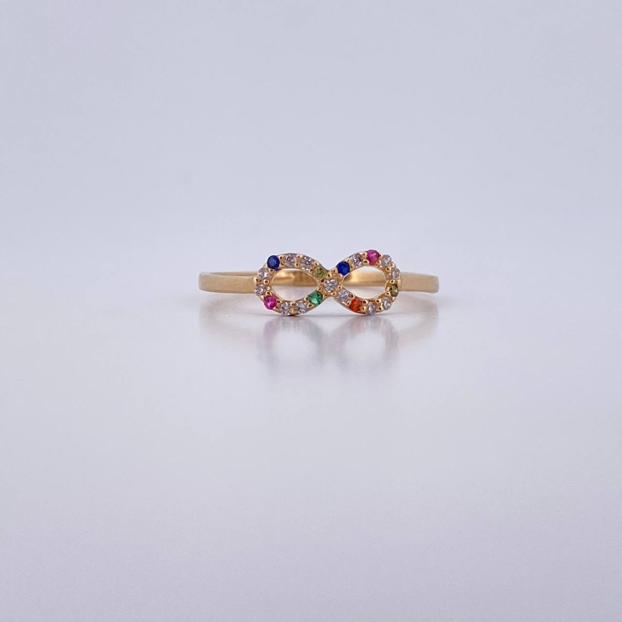 Anillo Infinito 1.05gr / T7 / Circones De Colores Oro Amarillo 18K $