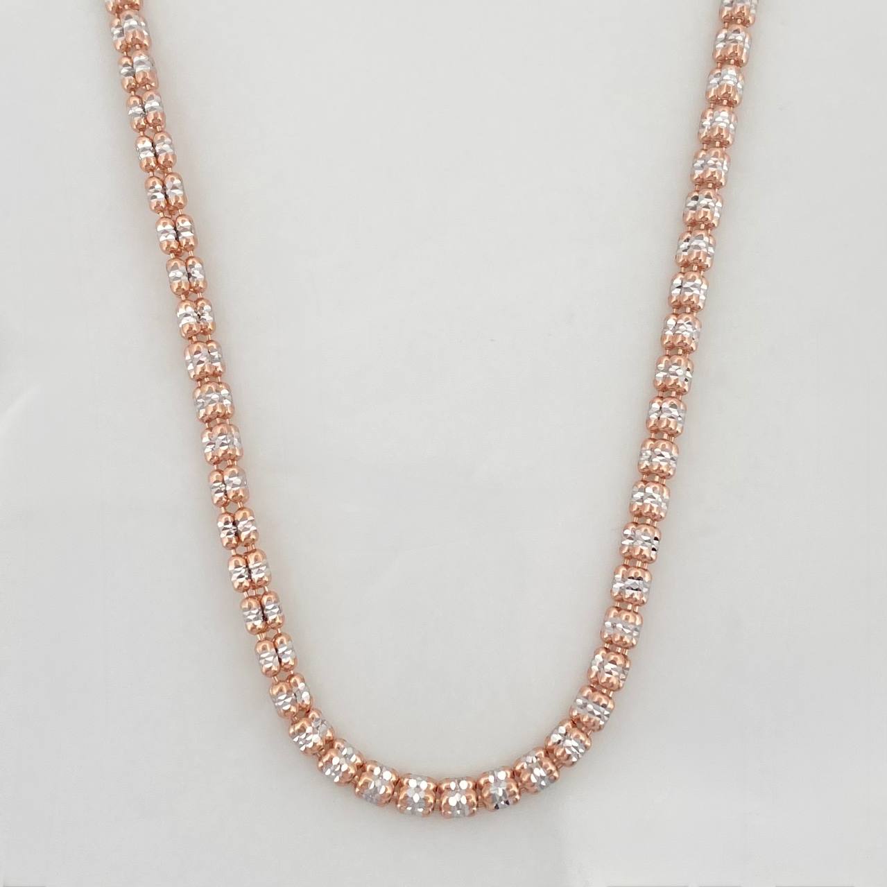 Cadena Ice 9.7g / 50cm / 2.4mm Dos Oros Blanco Rosa 18K