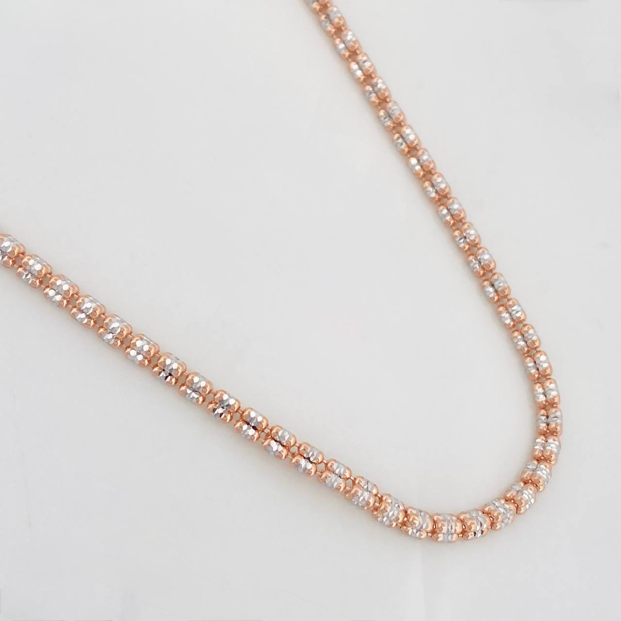 Cadena Ice 9.7g / 50cm / 2.4mm Dos Oros Blanco Rosa 18K