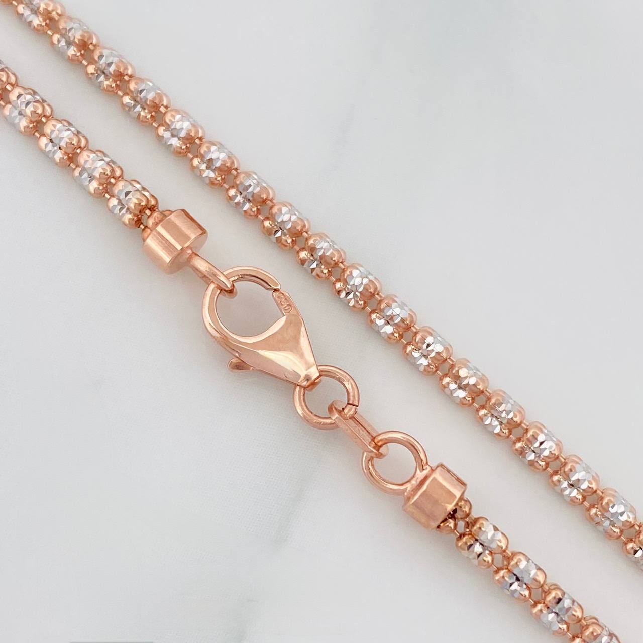 Cadena Ice 9.7g / 50cm / 2.4mm Dos Oros Blanco Rosa 18K