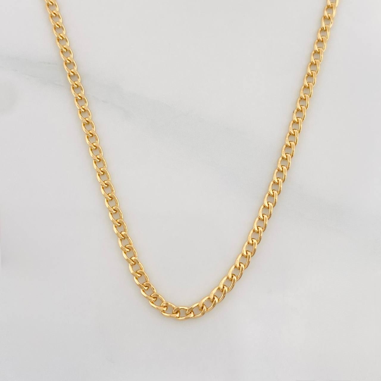 Cadena Cubana 2.4g / 50cm / 1.7mm Oro Amarillo 18K