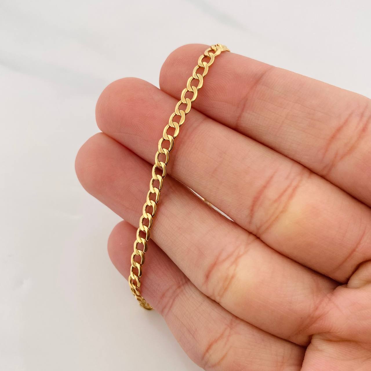 Pulso Cubano 2.4g / 21cm / 3.4mm Oro Amarillo 18K