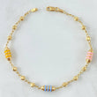 Pulso Rustica Barril Rayado 2.85gr / 18cm / 3mm Diamantadas Cauchos De Colores Oro Amarillo 18K *