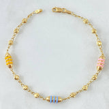 Pulso Rustica Barril Rayado 2.85gr / 18cm / 3mm Diamantadas Cauchos De Colores Oro Amarillo 18K *