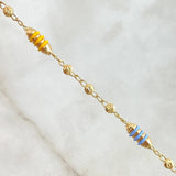 Pulso Rustica Barril Rayado 2.85gr / 18cm / 3mm Diamantadas Cauchos De Colores Oro Amarillo 18K *