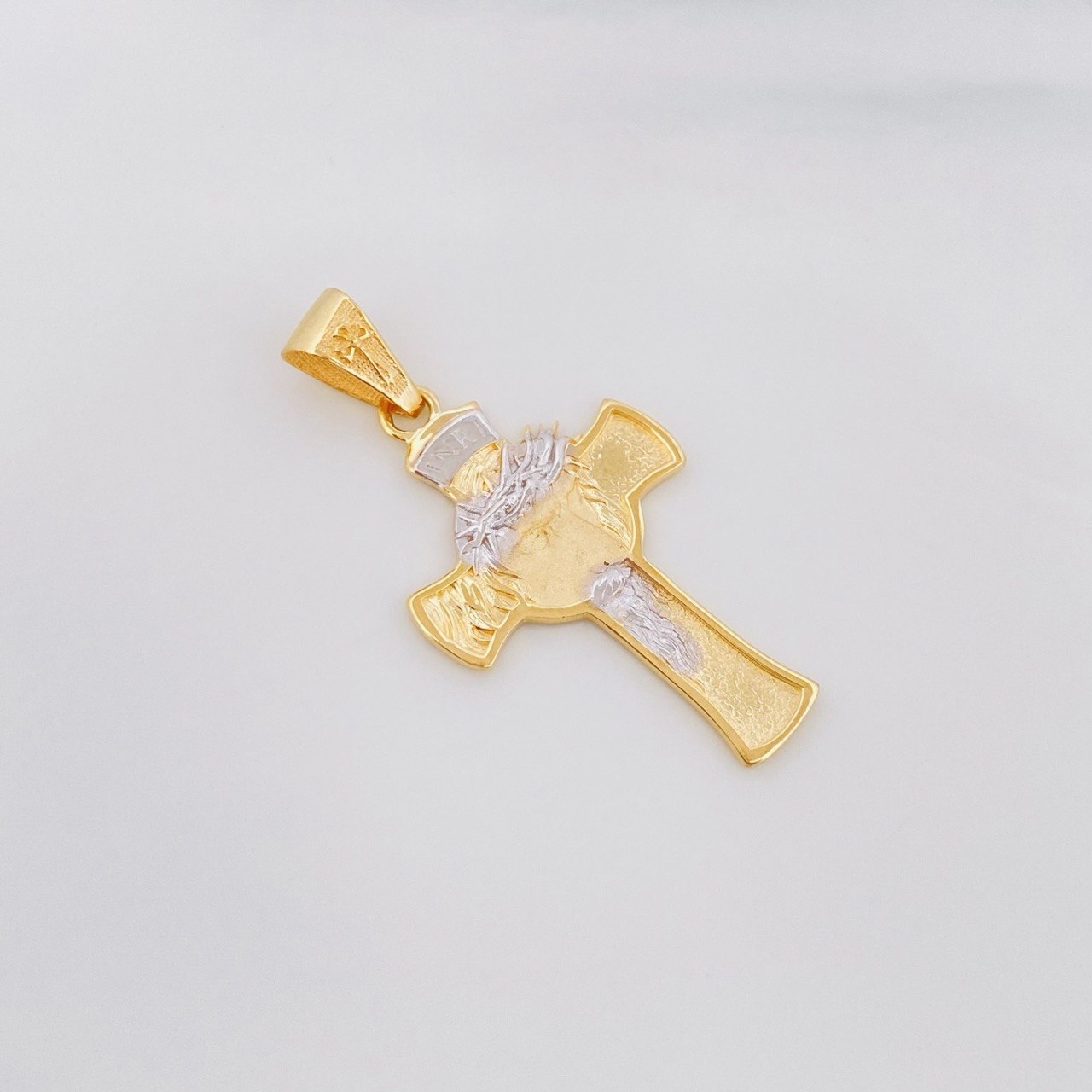 Dije Cruz Rostro Cristo 4.7g / 4cm Dos Oros Amarillo Blanco 18K
