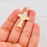 Dije Cruz Rostro Cristo 4.3g / 4cm Dos Oros Amarillo Blanco 18K