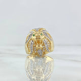 Anillo Leon Basteado 12.6gr / T9 / Circones Blancos -Verdes Dos Oros Amarillo Blanco 18K *