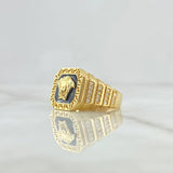 Anillo Medusa Tribal 6.5gr / T9 1/2 / Circones Blancos-Resina Negra Oro Amarillo 18K *