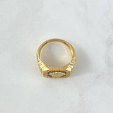 Anillo Medusa Tribal 6.5gr / T9 1/2 / Circones Blancos-Resina Negra Oro Amarillo 18K *