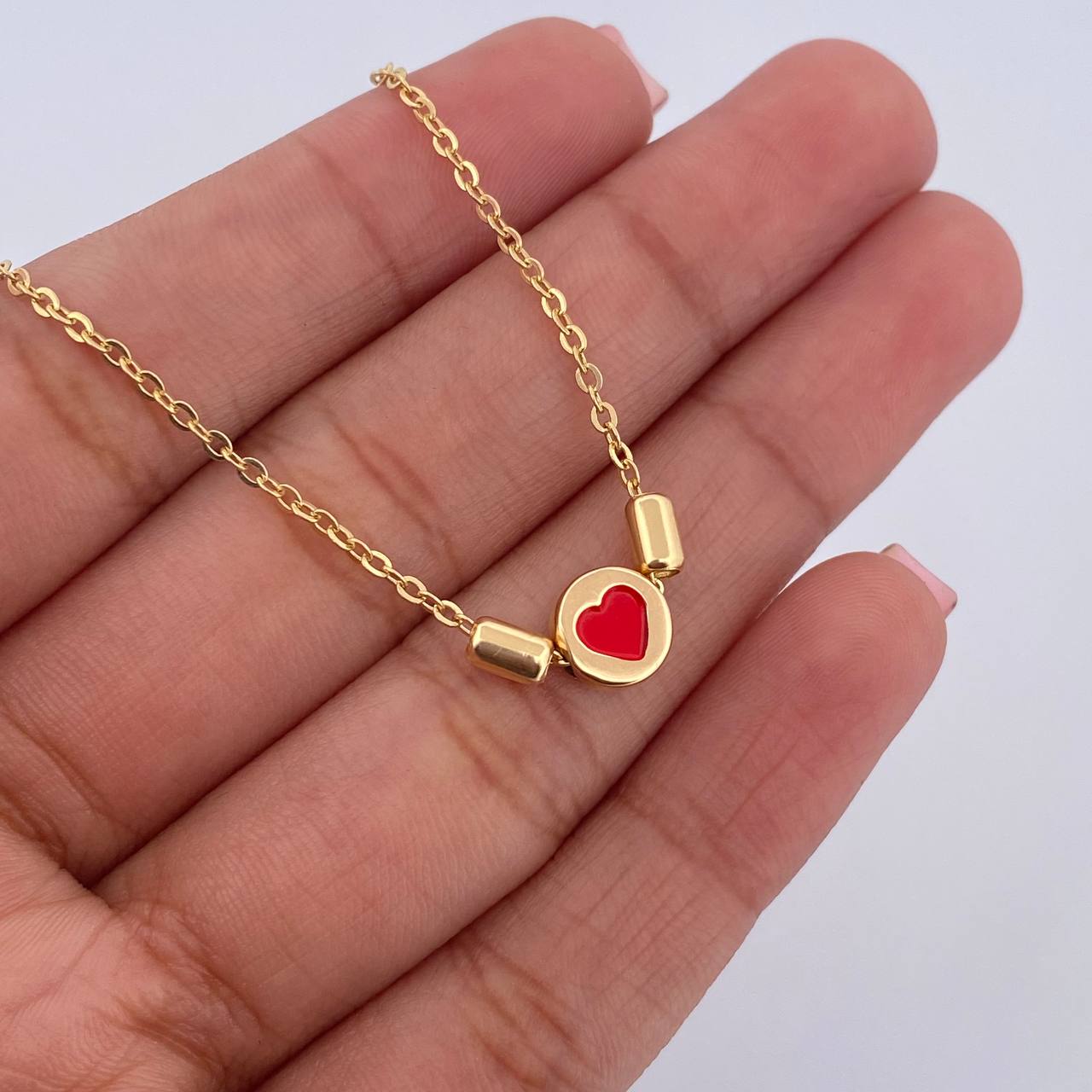 Cadena Aro Seguido Corazon 2.55gr / 41.6cm / 1.3mm Cilindros Oro Amarillo 18K &