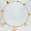Tobillera Aro Seguido Dijes 3.35gr / 25cm / Oro 18K