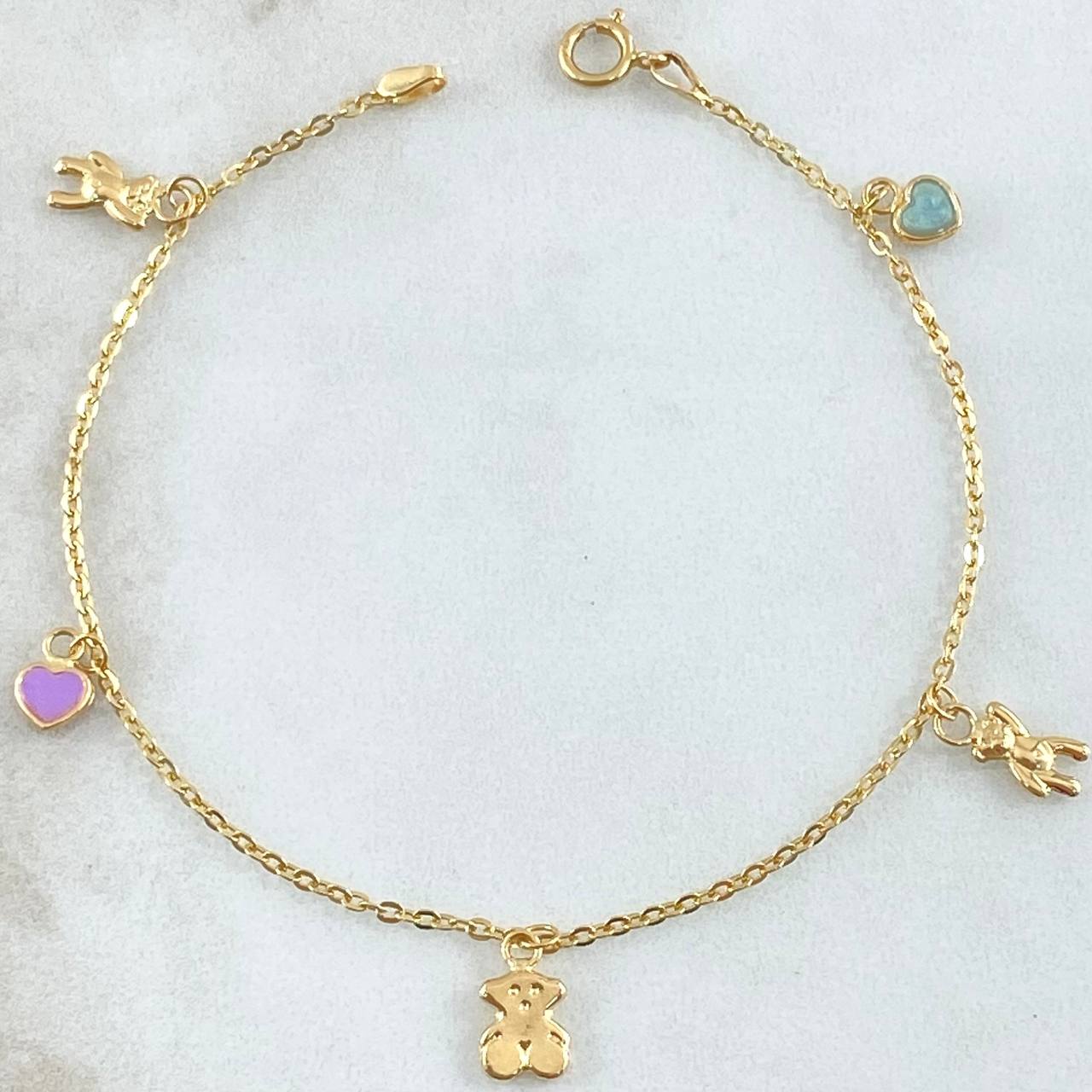 Pulso Aro Seguido Dijes 2.05gr / 18cm / Oro 18K