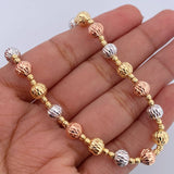 Pulso Tipo Militar 6.7gr / 19.1cm / 5.7mm Bolas Diamantadas Tres Oros +3 18K &