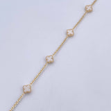 Pulso Trebol Aro Seguido 2.4gr / 19.2cm / 1mm Agata Blanco Oro Amarillo +4 18K &