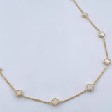 Cadena Aro Seguido Trebol 5.1gr / 45.6cm / 0.7mm Nacar Blanco Oro Amarillo +4 18K &