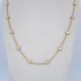 Cadena Aro Seguido Trebol 5.15gr / 45.6cm / 0.9mm Nacar Blanco Oro Amarillo +4 18K &