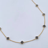 Cadena Aro Seguido Trebol  5.05gr / 45.5cm / 0.8mm Onix Negra Oro Amarillo +4 18K &