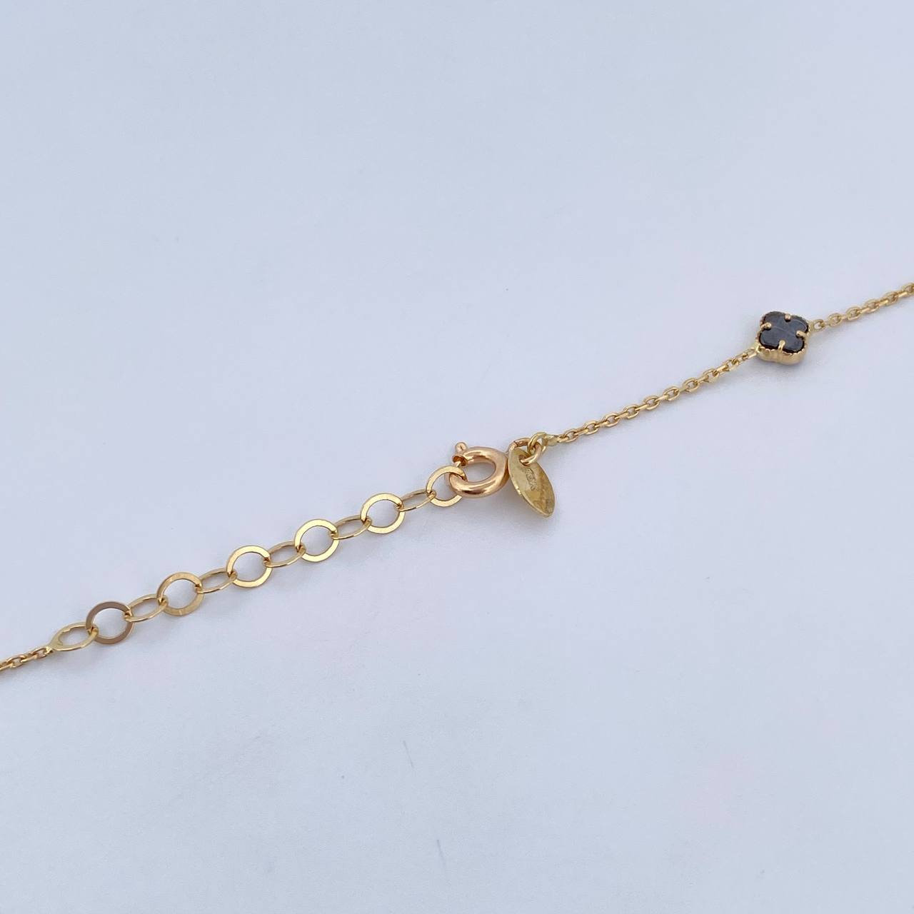 Cadena Aro Seguido Trebol  5.05gr / 45.5cm / 0.8mm Onix Negra Oro Amarillo +4 18K &