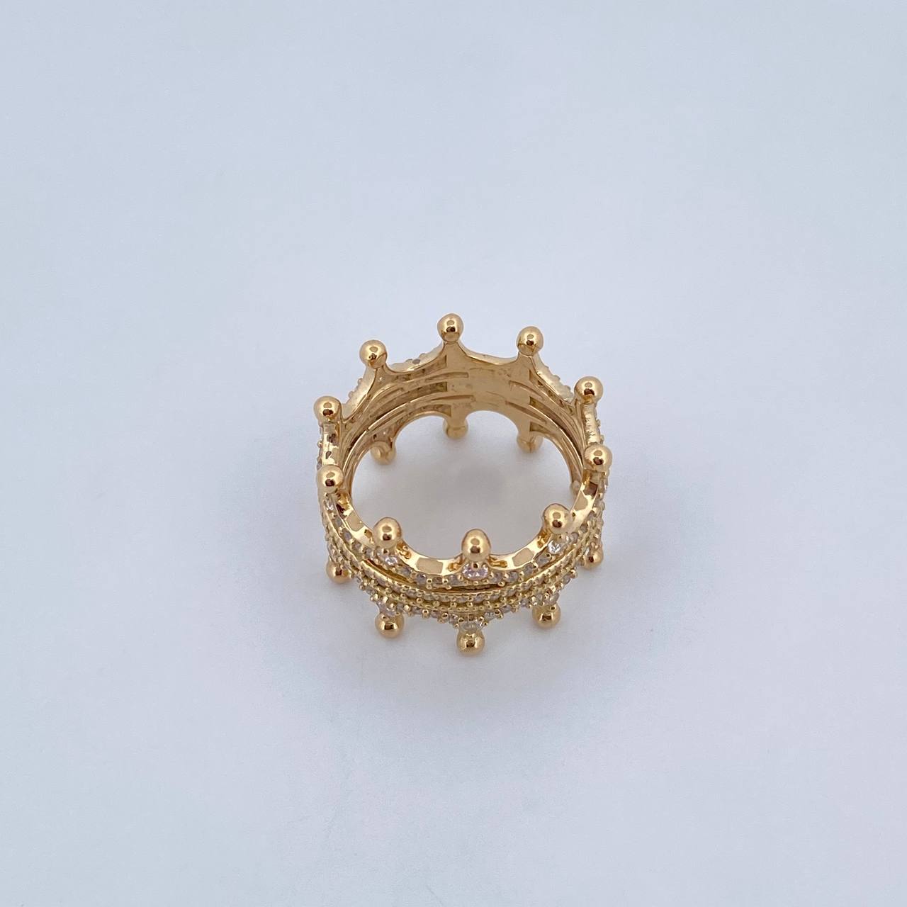 Anillo Corona Doble 7gr / T6 / Circones Blancos Oro Amarillo 18K &