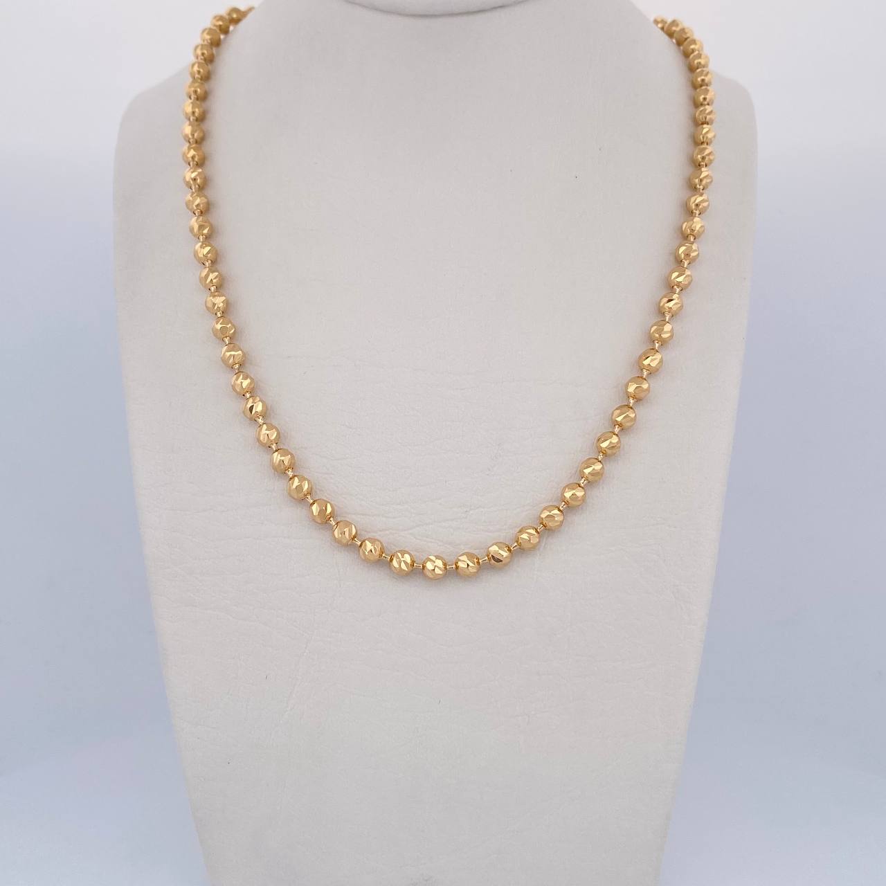 Cadena Militar 23.65gr / 61.5cm / 4mm Bolas Diamantadas Oro Amarillo 18K &