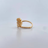 Anillo Flor Churumbela 3.35gr / T7 1/2 / Circones Blancos Oro Amarillo 18K $