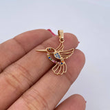 Dije Colibri 1.1gr / 2.8cm / Circones De Colores Oro Amarillo 18K $