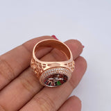 Anillo Ruleta 10.5gr / T10 1/2 / Circones Blancos Dos Oros Blanco Rosa 18K $