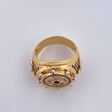 Anillo Timon Ancla 13.15gr / T8 3/4 / Circones Negros  Dos Oros Amarillo Blanco 18K $