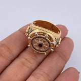 Anillo Timon Ancla 13.15gr / T8 3/4 / Circones Negros  Dos Oros Amarillo Blanco 18K $