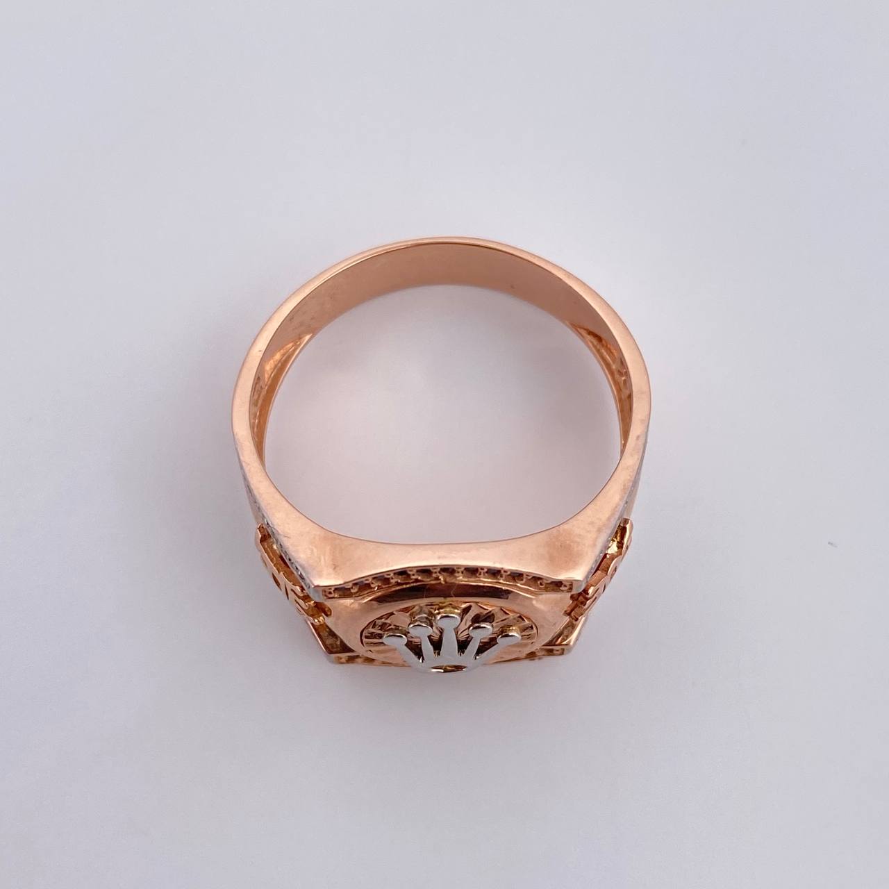 Anillo Corona Rx 7.4gr / T11 1/2 / Circones Blancos Negros Dos Oros Blanco Rosa 18K $