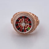 Anillo Ruleta 10.5gr / T10 1/2 / Circones Blancos Dos Oros Blanco Rosa 18K $