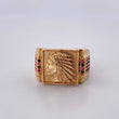 Anillo Indio 10.45gr / T10 1/2 / Circones Negros Fucsias Oro Amarillo 18K $