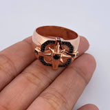 Anillo Estrella Cardinal 10gr / T11 3/4 / Circones Negros Dos Oros Negro  Rosa 18K $