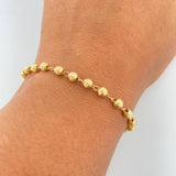 Pulso Tipo Militar Espiga 3.1gr / 19.2cm / 4mm Bolas Diamanatadas Oro Amarillo 18K $