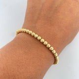 Pulso Tipo Militar 4.65gr / 19.4cm / 4mm Bolas Diamantadas Oro Amarillo 18K &