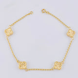 Pulso Espiga Trebol Diamantado 3.45 g / 19.2 cm / 1.4 mm Oro Amarillo 18K