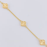 Pulso Espiga Trebol Diamantado 3.45 g / 19.2 cm / 1.4 mm Oro Amarillo 18K