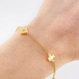 Pulso Espiga Trebol Diamantado 2.7 g / 18.5 cm / 1.4 mm Oro Amarillo 18K