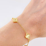 Pulso Espiga Trebol Diamantado 2.85 g / 19.5 cm / 1.5 mm Oro Amarillo 18K