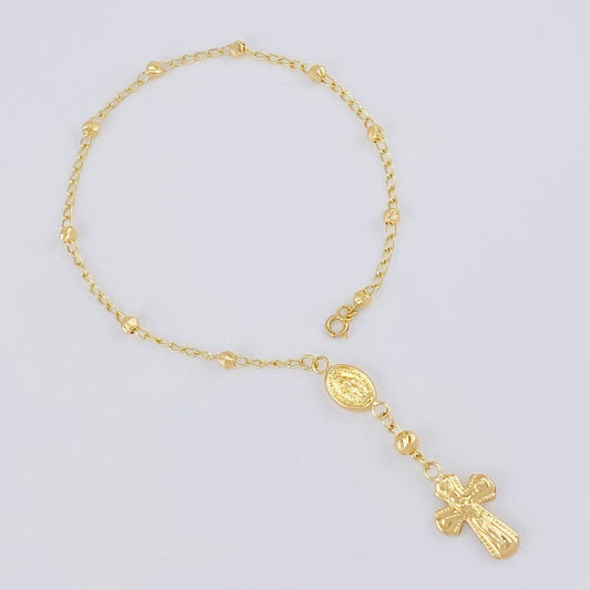 Pulso Denario Virgen Milagrosa 2.5 g / 18.5 cm / 3 mm Oro Amarillo 18K