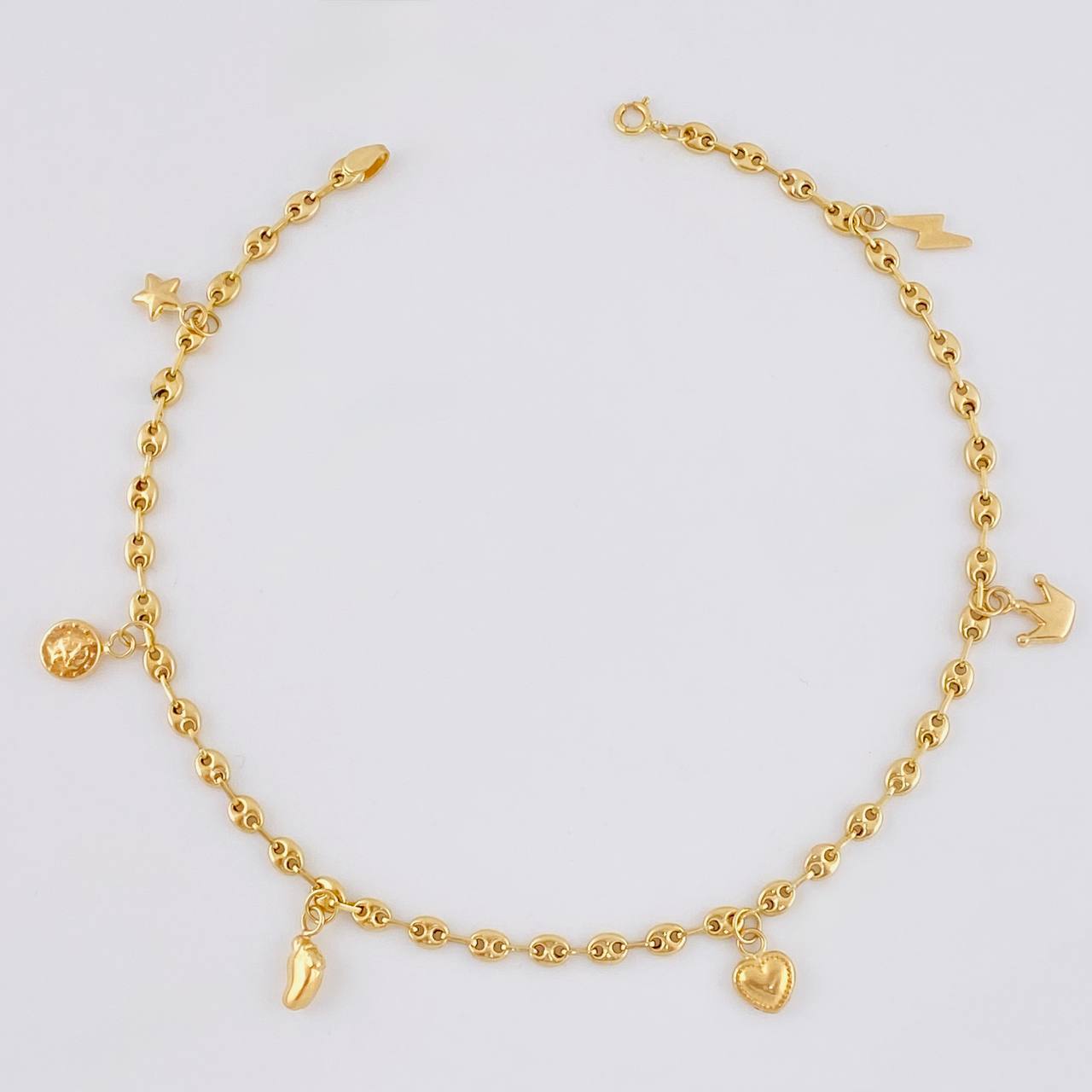 Tobillera Gc Dijes 3.8 g / 25.5 cm / 3.2 mm Oro Amarillo 18K