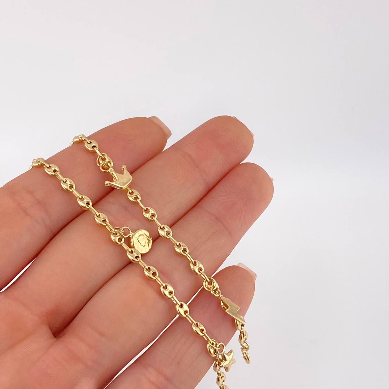 Tobillera Gc Dijes 3.8 g / 25.5 cm / 3.2 mm Oro Amarillo 18K