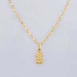 Set Cadena Flor Espejo + Dije Oso Ts / 1.25gr / 45.2 cm Oro Amarillo 18K