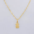 Set Cadena Flor Espejo + Dije Oso Ts / 1.25gr / 45.3 cm Oro Amarillo 18K