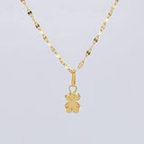Set Cadena Flor Espejo + Dije Oso Ts / 1.25gr / 45.3 cm Oro Amarillo 18K