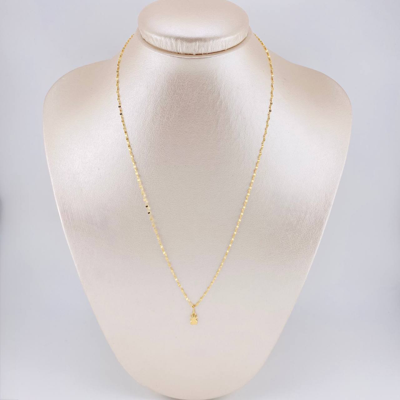 Set Cadena Flor Espejo + Dije Oso Ts / 1.25gr / 45.2 cm Oro Amarillo 18K
