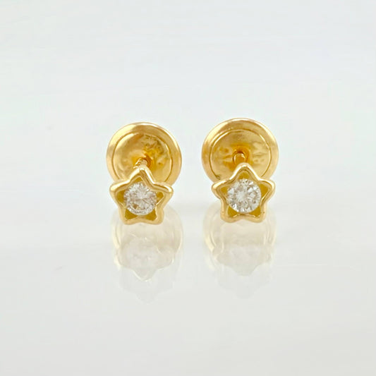 Topos Estrella Brillante 0.65gr / 4mm Oro Amarillo 18K