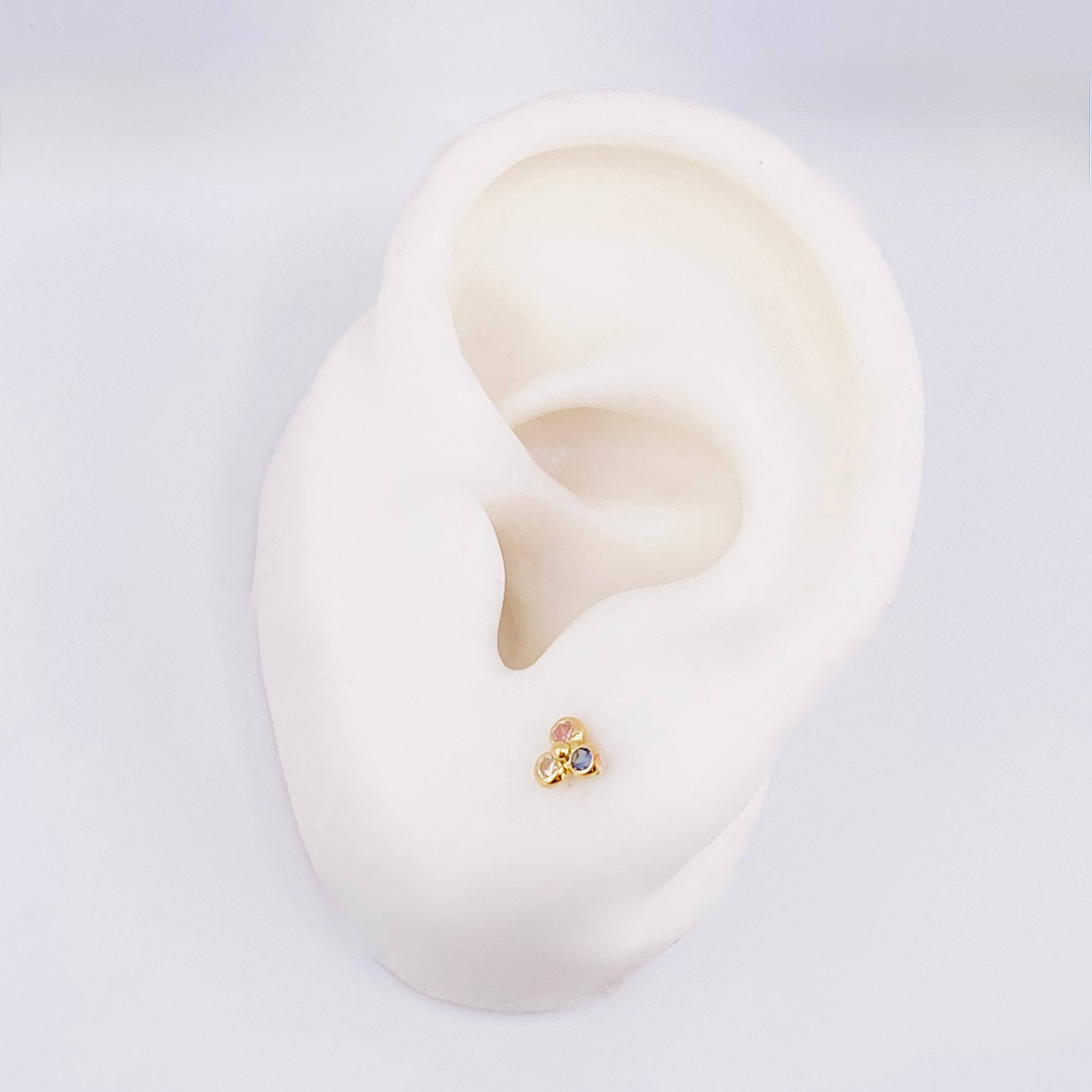 Topos Trío 0.55gr / 4.6mm Oro Amarillo 18K