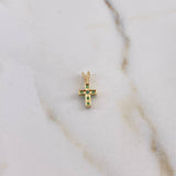 Dije Cruz 0.4gr / 1.4cm / Esmeraldas 10pts Oro Amarillo 18K